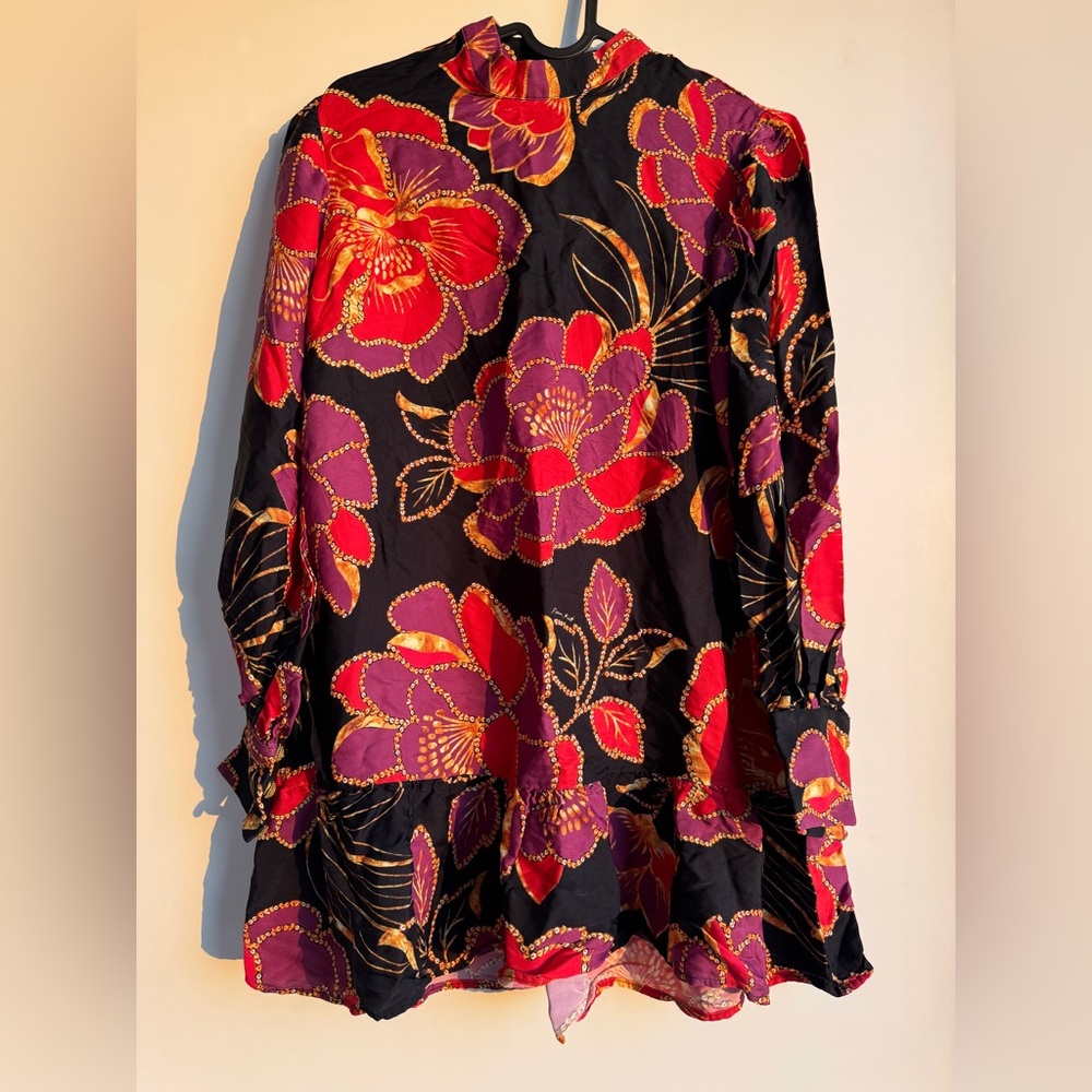 FARM Rio Black Dress with Red and Purple Floral Design - Picture 2 of 14